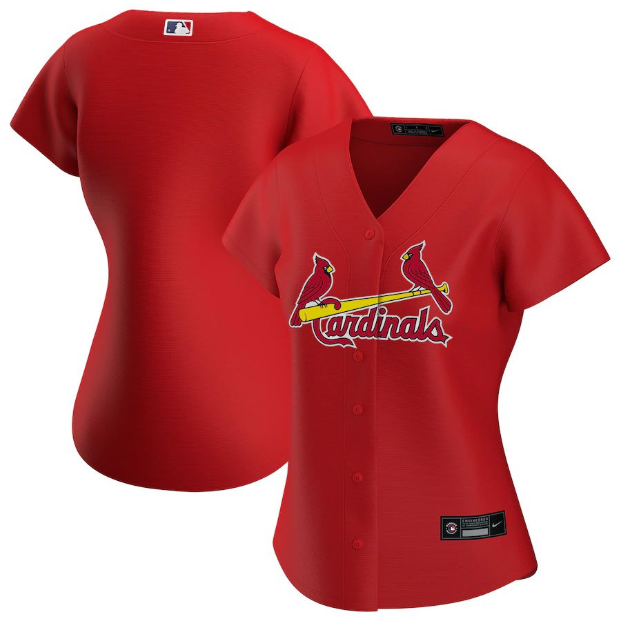 Womens St. Louis Cardinals Nike Red Alternate Replica Team MLB Jerseys->women mlb jersey->Women Jersey